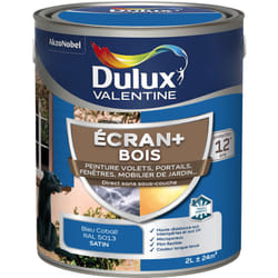 Dulux Valentine - ecran+ bois - Peinture satinée pour bois extérieur - Volets, portes, fenêtres, portails - Bleu Cobalt 2 l