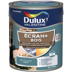 Dulux Valentine - ecran+ bois - Peinture satinée pour bois extérieur - Volets, portes, fenêtres, portails - Bleu Tempête 2 l
