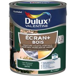 Dulux Valentine - ecran+ bois - Peinture satinée pour bois extérieur - Volets, portes, fenêtres, portails - Vert Basque 2 l