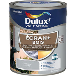 Dulux Valentine - ecran+ bois - Peinture satinée pour bois extérieur - Volets, portes, fenêtres, portails - Gris Franc 2 l