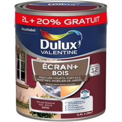 ECRAN+ BOIS - Peinture satinée pour bois extérieur - Volets, portes, fenêtres, portails - Rouge Basque 2 L + 20% gratuit - Dulux Valentine