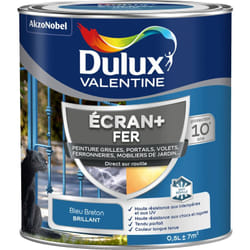 ECRAN+ FER BRILLANT - Peinture pour fer intérieur/extérieur - Grilles, portails, volets, ferroneries, mobiliers de jardin - Bleu Breton 0,5 L - Dulux