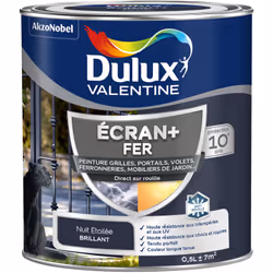 LIVRAISON OFFERTE DES 39€ D’ACHAT ET RETOUR GRATUIT ! Dulux Valentine Peinture ECRAN+ Fer Brillant : ECRAN+ FER protège et su ...