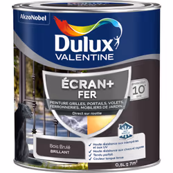 LIVRAISON OFFERTE DES 39€ D’ACHAT ET RETOUR GRATUIT ! Dulux Valentine Peinture ECRAN+ Fer Brillant : ECRAN+ FER protège et su ...