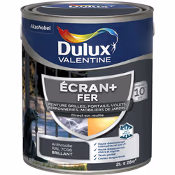 LIVRAISON OFFERTE DES 39€ D’ACHAT ET RETOUR GRATUIT ! Dulux Valentine Peinture ECRAN+ Fer Brillant : ECRAN+ FER protège et su ...