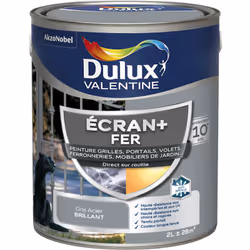 LIVRAISON OFFERTE DES 39€ D’ACHAT ET RETOUR GRATUIT ! Dulux Valentine Peinture ECRAN+ Fer Brillant : ECRAN+ FER protège et su ...