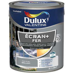 Dulux Valentine - ecran+ fer brillant - Peinture pour fer intérieur/extérieur - Grilles, portails, volets, ferroneries, mobiliers de jardin - Gris