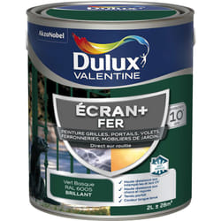 ECRAN+ FER BRILLANT - Peinture pour fer intérieur/extérieur - Grilles, portails, volets, ferroneries, mobiliers de jardin - Vert Basque 2 L - Dulux