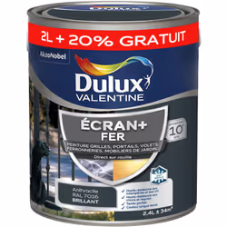 LIVRAISON OFFERTE DES 39€ D’ACHAT ET RETOUR GRATUIT ! Dulux Valentine Peinture ECRAN+ Fer Brillant : ECRAN+ FER protège et su ...