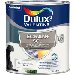 Dulux Valentine - Ecran+ Sol - Peinture solvantée pour sols Intérieur et Extérieur - Ciment, béton, dalles, parquets et escaliers - Satin Blanc 0,5 l