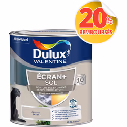 LIVRAISON OFFERTE DES 39€ D’ACHAT ET RETOUR GRATUIT ! Peinture Dulux Valentine Ecran+ Sol Satin Gravier 0,5 L Notre gamme Ecr ...