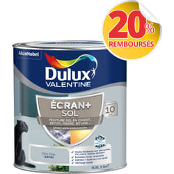 Dulux Valentine - Ecran+ Sol - Peinture solvantée pour sols Intérieur et Extérieur - Ciment, béton, dalles, parquets et escaliers - Satin Gris Clair