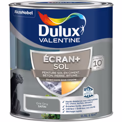 LIVRAISON OFFERTE DES 39€ D’ACHAT ET RETOUR GRATUIT ! Peinture Dulux Valentine Ecran+ Sol Satin Gris Orly 0,5 L Notre gamme E ...