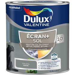 Dulux Valentine - Ecran+ Sol - Peinture solvantée pour sols Intérieur et Extérieur - Ciment, béton, dalles, parquets et escaliers - Satin Gris Orly