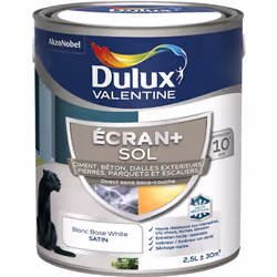 LIVRAISON OFFERTE DES 39€ D’ACHAT ET RETOUR GRATUIT ! Peinture Dulux Valentine Ecran+ Sol Satin Blanc 2,5 L Notre gamme Ecran ...