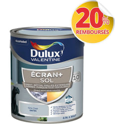Dulux Valentine - Ecran+ Sol - Peinture solvantée pour sols Intérieur et Extérieur - Ciment, béton, dalles, parquets et escaliers - Satin Gris Clair
