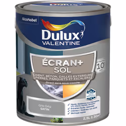 LIVRAISON OFFERTE DES 39€ D’ACHAT ET RETOUR GRATUIT ! Peinture Dulux Valentine Ecran+ Sol Satin Gris Orly 2,5 L Notre gamme E ...