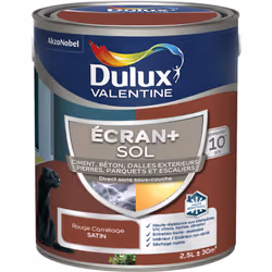 LIVRAISON OFFERTE DES 39€ D’ACHAT ET RETOUR GRATUIT ! Peinture Dulux Valentine Ecran+ Sol Satin Rouge Carrelage 2,5 L Notre g ...