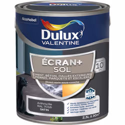 LIVRAISON OFFERTE DES 39€ D’ACHAT ET RETOUR GRATUIT ! Peinture Dulux Valentine Ecran+ Sol Satin Gris Anthracite 2,5 L Notre g ...