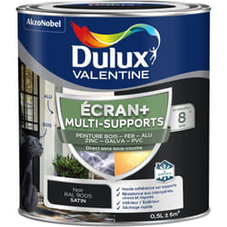 Dulux Valentine - ecran+ multi-supports exterieure - Peinture en Phase Aqueuse Éxtérieur - Satin Noir 0,5 l