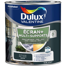 Dulux Valentine - ecran+ multi-supports exterieure - Peinture en Phase Aqueuse Éxtérieur - Satin Gris Anthracite 0,5 l
