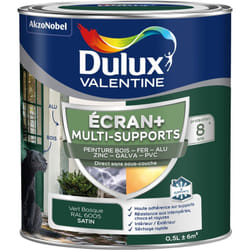 Dulux Valentine - ecran+ multi-supports exterieure - Peinture en Phase Aqueuse Éxtérieur - Satin Vert Basque 0,5 l