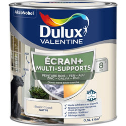Dulux Valentine - ecran+ multi-supports exterieure - Peinture en Phase Aqueuse Éxtérieur - Satin Blanc Cassé 0,5 l