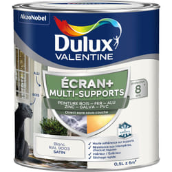 ECRAN+ MULTI-SUPPORTS EXTERIEURE - Peinture en Phase Aqueuse Éxtérieur - Satin Blanc 0,5 L - Dulux Valentine