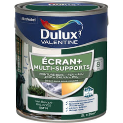 Dulux Valentine - ecran+ multi-supports exterieure - Peinture en Phase Aqueuse Éxtérieur - Satin Vert Pays Basque 2 l
