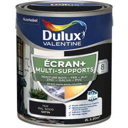 Dulux Valentine - ecran+ multi-supports exterieure - Peinture en Phase Aqueuse Éxtérieur - Satin Noir 2 l