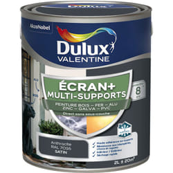 Dulux Valentine - ecran+ multi-supports exterieure - Peinture en Phase Aqueuse Éxtérieur - Satin Gris Anthracite 2 l