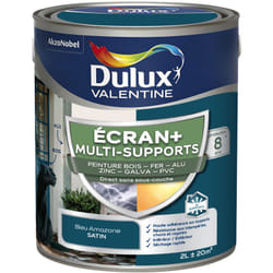 Dulux Valentine - ecran+ multi-supports exterieure - Peinture en Phase Aqueuse Éxtérieur - Satin Bleu Amazone 2 l