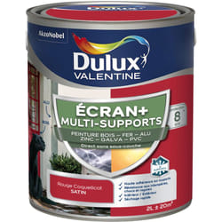 Dulux Valentine - ecran+ multi-supports exterieure - Peinture en Phase Aqueuse Éxtérieur - Satin Rouge Coquelicot 2 l