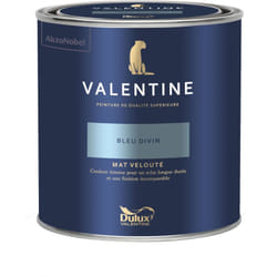 Dulux Valentine - Peinture intérieure de haute qualité - Valentine - Couleur intense & pouvoir couvrant élevé - Mat Velouté Bleu Divin 0,5 l