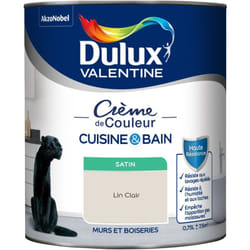 Dulux Valentine - Peinture Intérieure Crème de Couleur Cuisine et Salle de bain - Satin Lin Clair 0,75 l