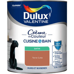Dulux Valentine - Peinture Intérieure Crème de Couleur Cuisine et Salle de bain - Satin Terre Cuite 0,75 l