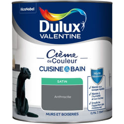 Dulux Valentine - Peinture Intérieure Crème de Couleur Cuisine et Salle de bain - Satin Anthracite 0,75 l