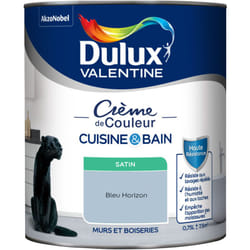 Dulux Valentine - Peinture Intérieure Crème de Couleur Cuisine et Salle de bain - Satin Bleu Horizon 0,75 l
