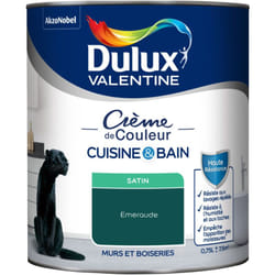 Dulux Valentine - Peinture Intérieure Crème de Couleur Cuisine et Salle de bain - Satin Emeraude 0,75 l