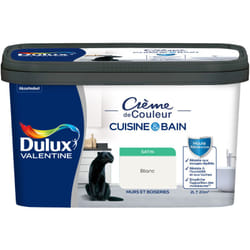 Dulux Valentine - Peinture Intérieure Crème de Couleur Cuisine et Salle de bain - Satin Blanc 2 l