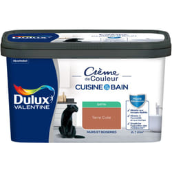 Dulux Valentine - Peinture Intérieure Crème de Couleur Cuisine et Salle de bain - Satin Terre Cuite 2 l
