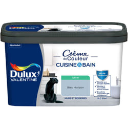 Dulux Valentine - Peinture Intérieure Crème de Couleur Cuisine et Salle de bain - Satin Bleu Horizon 2 l