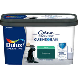 Dulux Valentine - Peinture Intérieure Crème de Couleur Cuisine et Salle de bain - Satin Emeraude 2 l