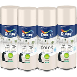 Dulux Valentine - Maxi Pack 4 - Peinture aérosol Color Touch Multi-Supports - Satin Lin Clair 400 ml