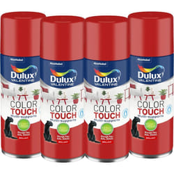 Dulux Valentine - Maxi Pack 4 - Peinture aérosol Color Touch Multi-Supports - Brillant Rouge Feu 400 ml