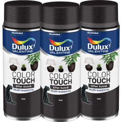 Dulux Valentine - Multi Pack 3 - Peinture aérosol Color Touch Multi-Supports - Effet Sablé Noir 400 ml