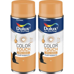 Dulux Valentine - Lot de 2 - Peinture aérosol Color Touch Multi-Supports - Effet Metallisé Or 400 ml