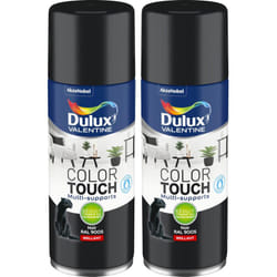 Dulux Valentine - Lot de 2 - Peinture aérosol Color Touch Multi-Supports - Brillant Noir 400 ml
