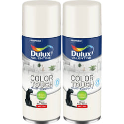 Dulux Valentine - Lot de 2 - Peinture aérosol Color Touch Multi-Supports - Brillant Blanc 400 ml