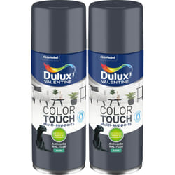 Dulux Valentine - Lot de 2 - Peinture aérosol Color Touch Multi-Supports - Satin Anthracite 400 ml